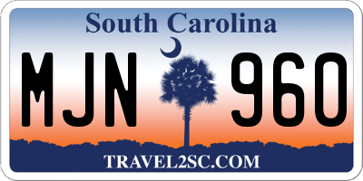SC license plate MJN960