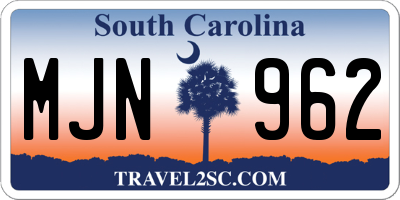 SC license plate MJN962