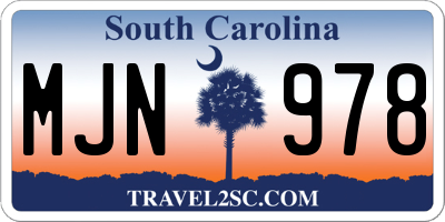SC license plate MJN978