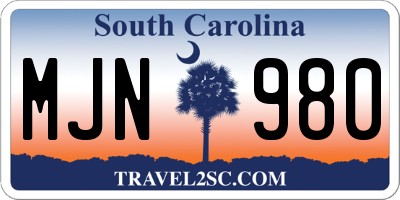 SC license plate MJN980