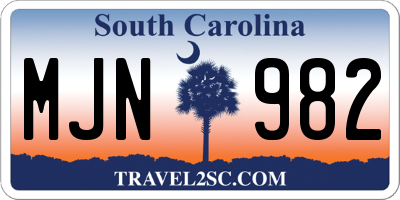 SC license plate MJN982