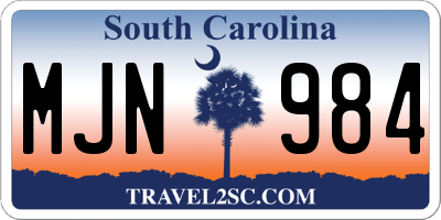 SC license plate MJN984