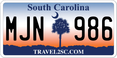 SC license plate MJN986