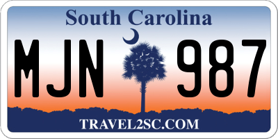 SC license plate MJN987