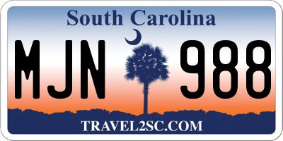 SC license plate MJN988