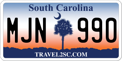 SC license plate MJN990