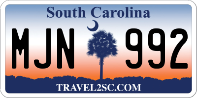 SC license plate MJN992