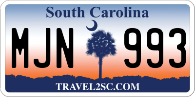 SC license plate MJN993