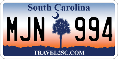 SC license plate MJN994