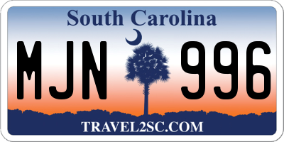 SC license plate MJN996