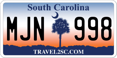 SC license plate MJN998