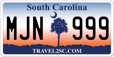 SC license plate MJN999