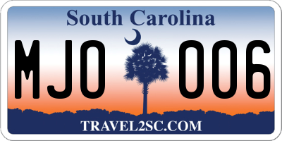SC license plate MJO006