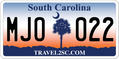 SC license plate MJO022
