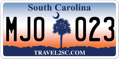 SC license plate MJO023