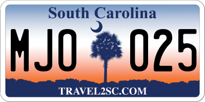 SC license plate MJO025
