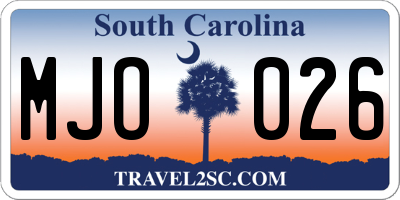 SC license plate MJO026