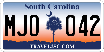 SC license plate MJO042