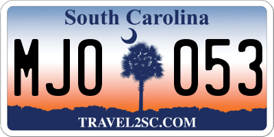 SC license plate MJO053