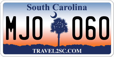 SC license plate MJO060