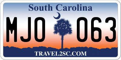 SC license plate MJO063