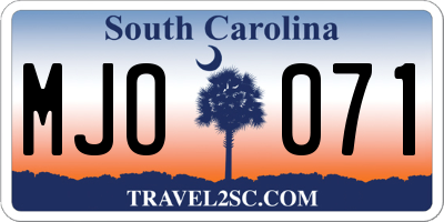 SC license plate MJO071