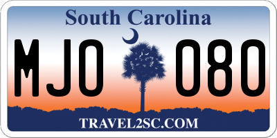 SC license plate MJO080
