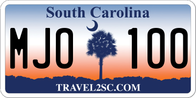SC license plate MJO100