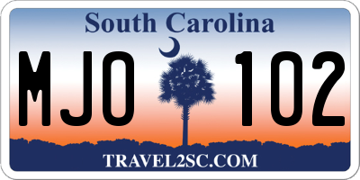 SC license plate MJO102