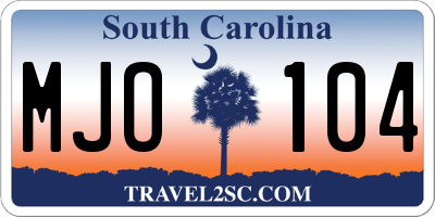 SC license plate MJO104