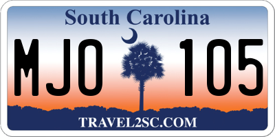 SC license plate MJO105