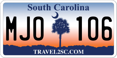 SC license plate MJO106