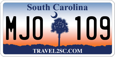SC license plate MJO109