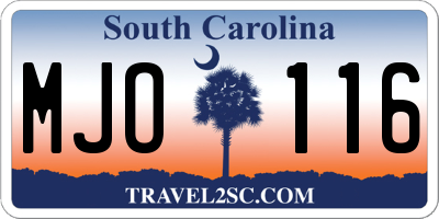 SC license plate MJO116