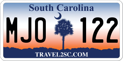 SC license plate MJO122