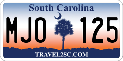 SC license plate MJO125