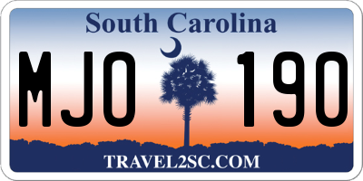 SC license plate MJO190