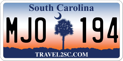 SC license plate MJO194