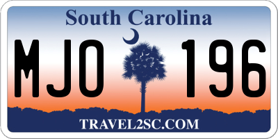 SC license plate MJO196