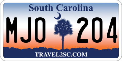 SC license plate MJO204