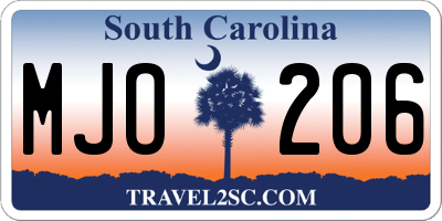 SC license plate MJO206