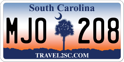 SC license plate MJO208