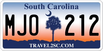 SC license plate MJO212