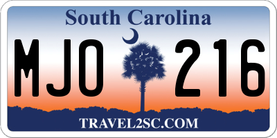 SC license plate MJO216