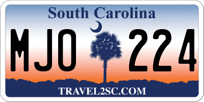 SC license plate MJO224