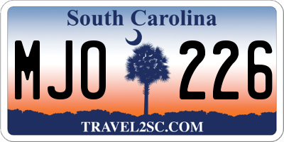 SC license plate MJO226