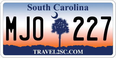 SC license plate MJO227