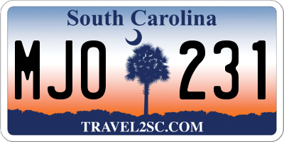 SC license plate MJO231