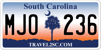 SC license plate MJO236