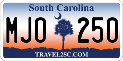 SC license plate MJO250